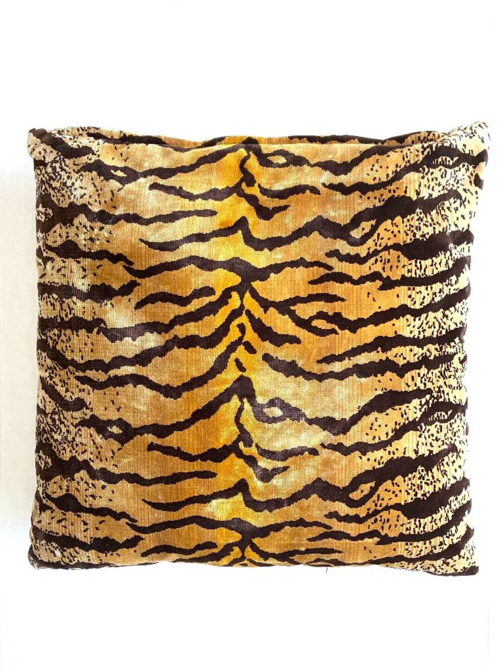 Scalamandré-Style Velvet Tiger Stripe Throw Pillow 21 x 21